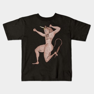 Minotaur dancing by Greek Myth Comix Kids T-Shirt